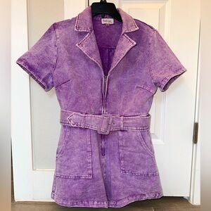 Peach Love Lavender Denim Romper Size L